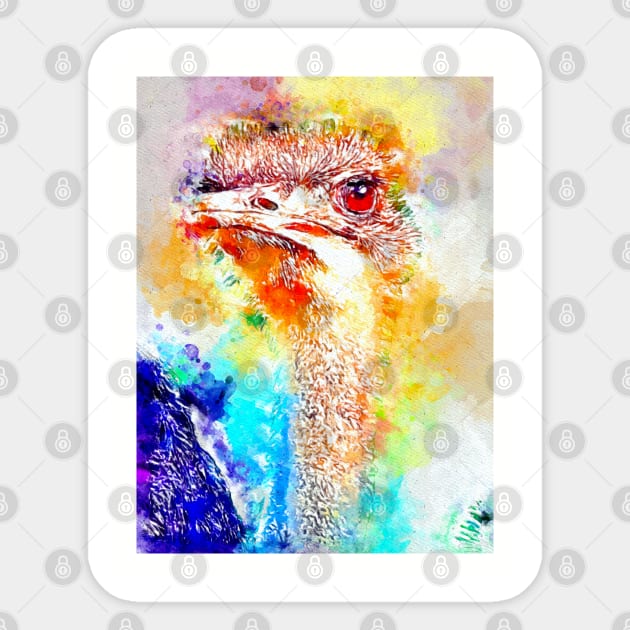 Watercolor Ostrich Sticker by danieljanda